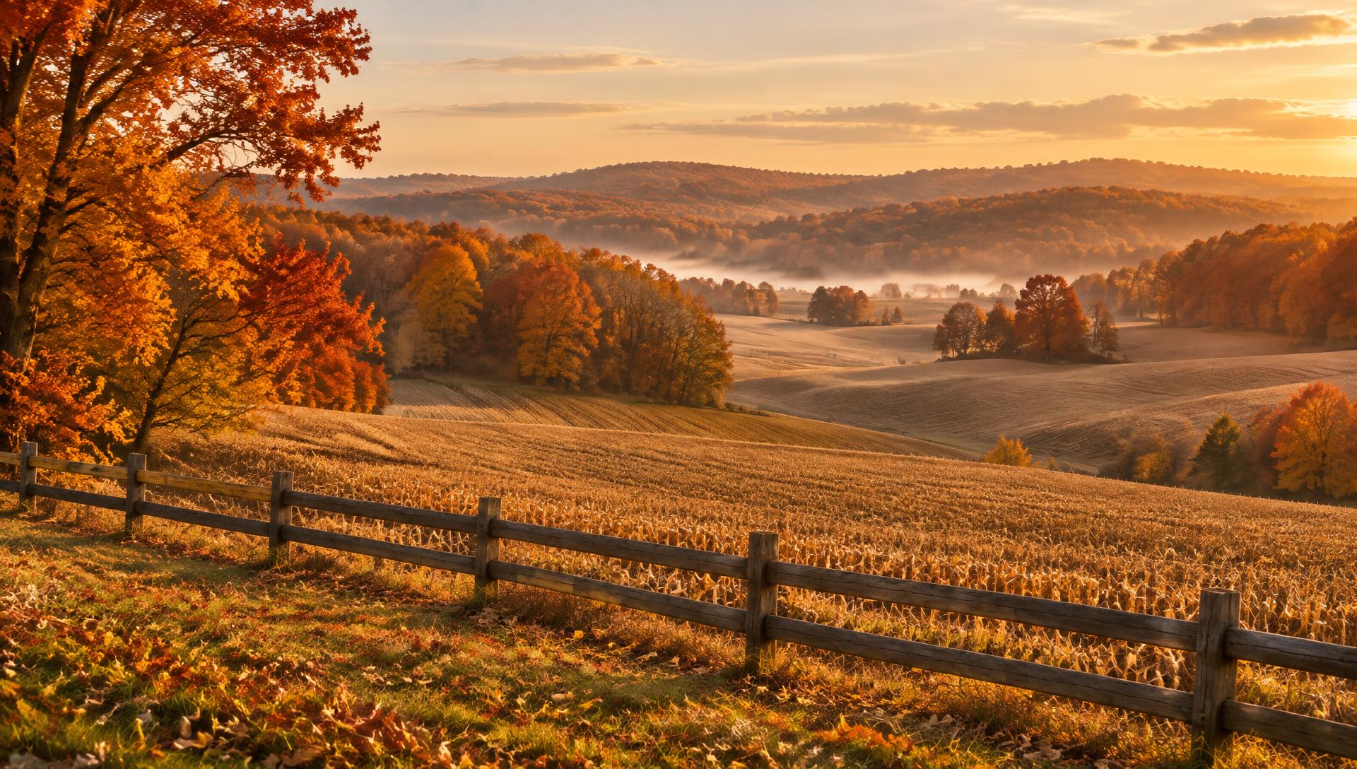 Rolling Central Ohio farmland in autumn